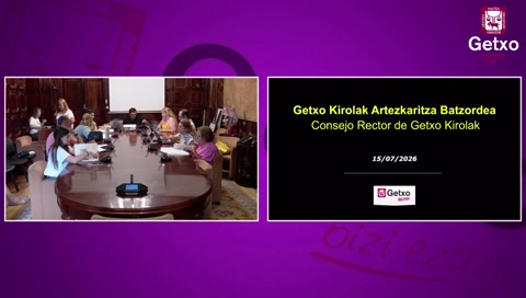 2026ko uztaileko Getxo Kirolakeko Kontseilu Errektorea / Consejo Rector de Getxo Kirolak julio 2026